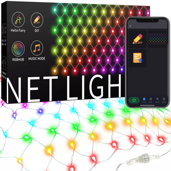 Dynamic Christmas Net Lights Outdoor RGB 4ft x 6ft