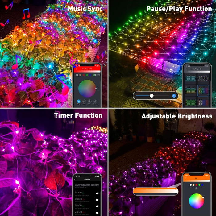 Dynamic Christmas Net Lights Outdoor RGB 4ft x 6ft